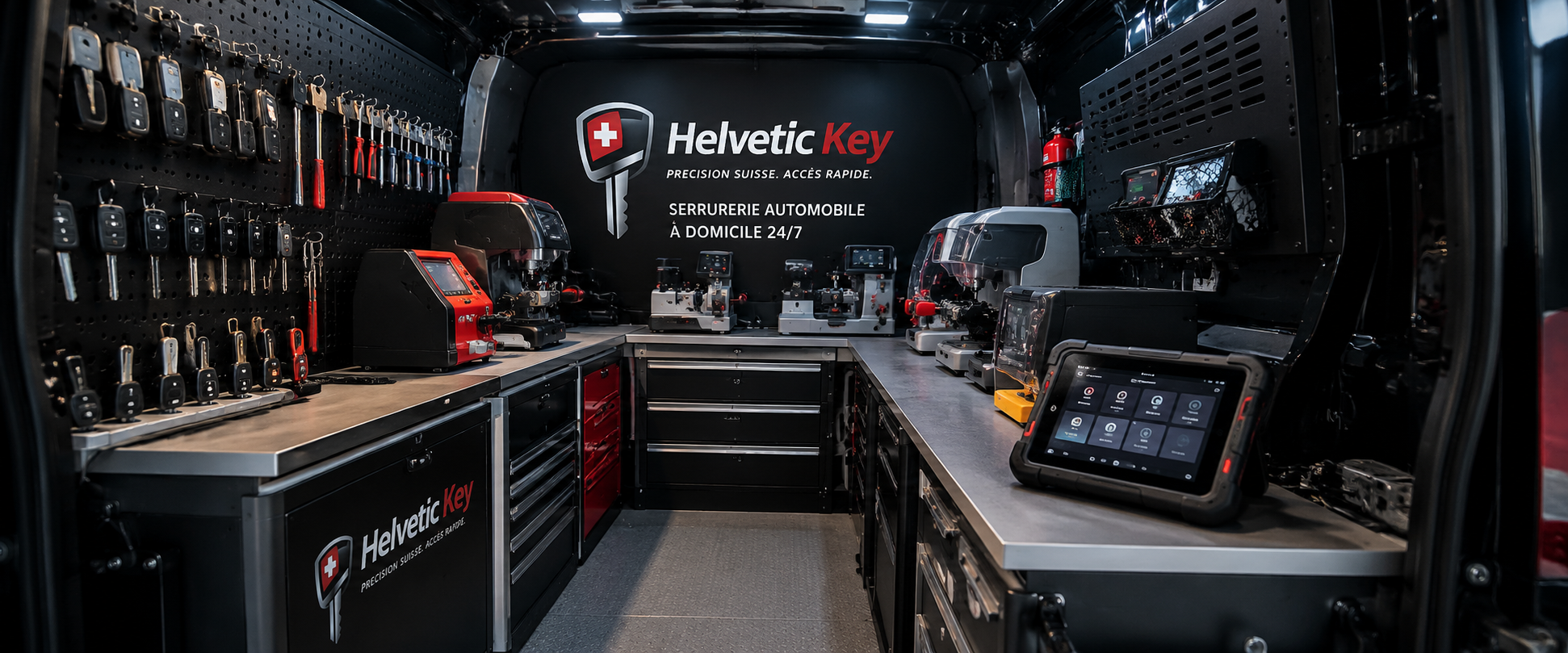 Atelier mobile Helvetic Key équipé pour la création de clés